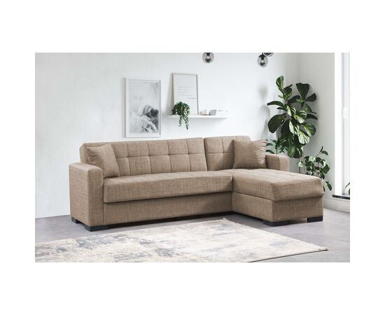 Γωνιακός καναπές-κρεβάτι με αποθηκευτικό χώρο Kansos pakoworld μπεζ ύφασμα 235x150x80εκ - ΚΑΝΑΠΕΔΕΣ-ΣΑΛΟΝΙΑ στο Milonadakis.gr